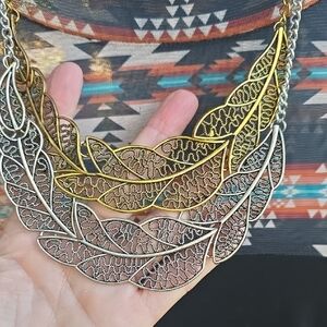 Gold and Silver Leaf Necklace